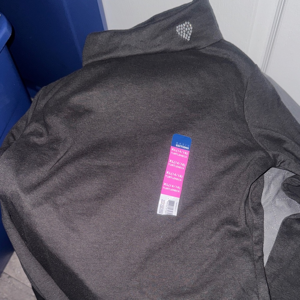 Basic Editions Black Turtleneck with Heart Detail NWT